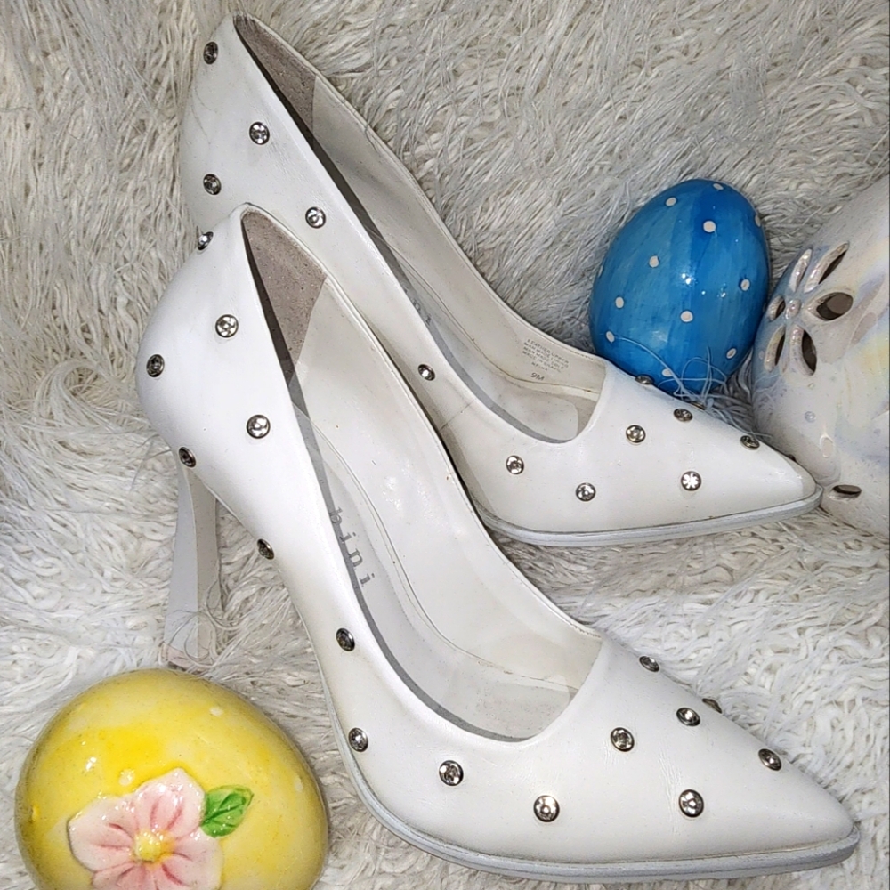 Gianni Bini White Studded Heels